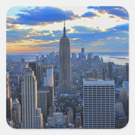 Late namiddag NYC Skyline als zonsondergang Vierkante Sticker (Voorkant)