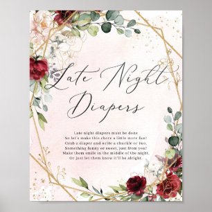 Late neger diapers tekenen Baby shower game boho Poster