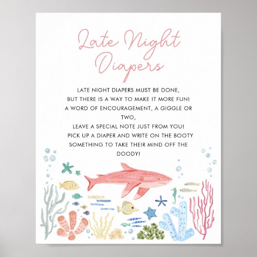 Late Night Daipers onder het Zeeen Baby shower Poster (Voorkant)