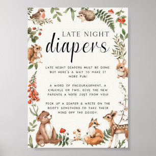 Late Night Diapers Baby shower Game Poster