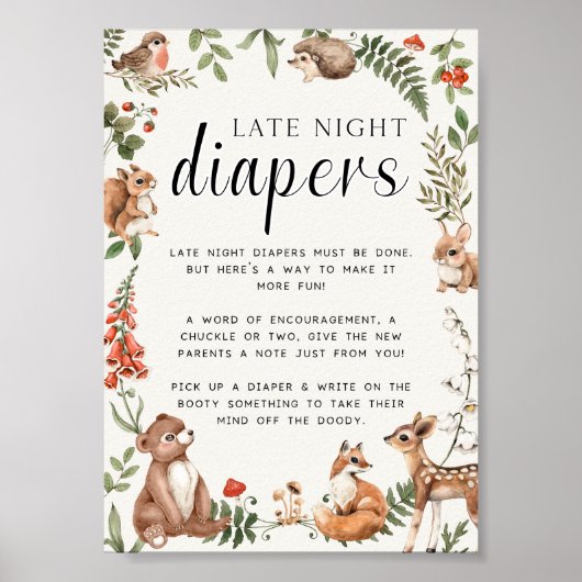 Late Night Diapers Baby shower Game Poster (Voorkant)