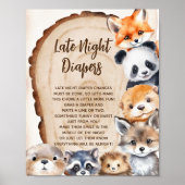 Late Night Diapers Baby shower Game Sign Poster (Voorkant)