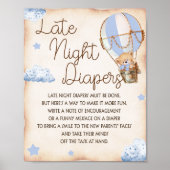 Late Night Diapers Baby shower Game Sign Poster (Voorkant)