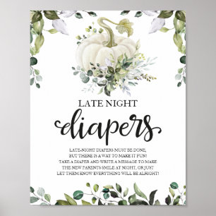 Late Night Diapers Baby shower Game Sign Poster