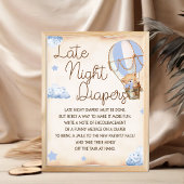 Late Night Diapers Baby shower Game Sign Poster