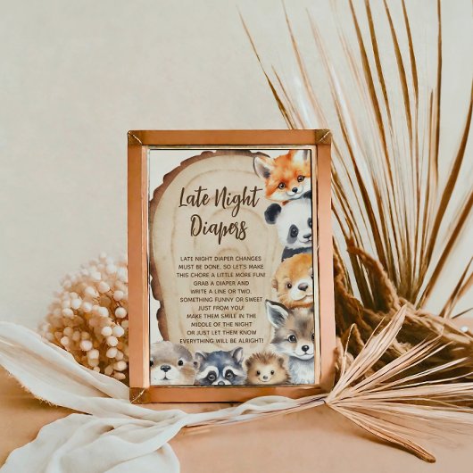 Late Night Diapers Baby shower Game Sign Poster