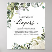 Late Night Diapers Baby shower Game Sign Poster (Voorkant)