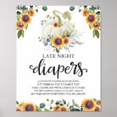 Late Night Diapers Baby shower Game Sign Poster (Voorkant)