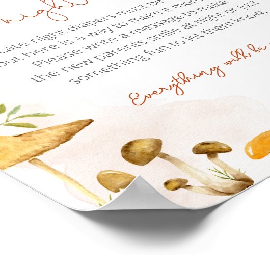 Late Night Diapers Baby shower Sign Woodland Poster (Hoek)