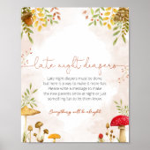 Late Night Diapers Baby shower Sign Woodland Poster (Voorkant)