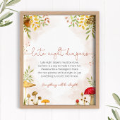 Late Night Diapers Baby shower Sign Woodland Poster