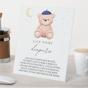 Late Night Diapers Bonjour Bebe Frans Baby shower Reclamebord Met Voetstuk