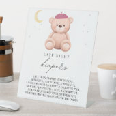 Late Night Diapers Bonjour Bebe Frans Baby shower Reclamebord Met Voetstuk (Insitu)