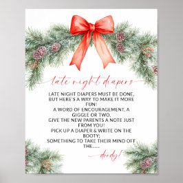Late Night Diapers Christmas Baby Shower Poster
