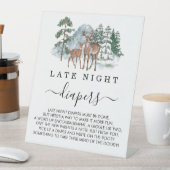 Late Night Diapers Forest Animals Baby shower Reclamebord Met Voetstuk (Insitu)