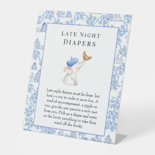 Late Night Diapers French Girl Baby shower Pedesta Reclamebord Met Voetstuk