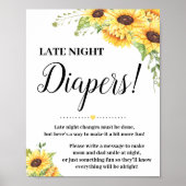 Late Night Diapers game-bordjes Baby shower zonneb Poster (Voorkant)