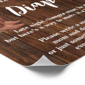 Late Night Diapers Game Cowboy Baby shower Sign. Poster (Hoek)