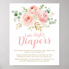 Late Night Diapers Game Sign, Baby shower Poster
