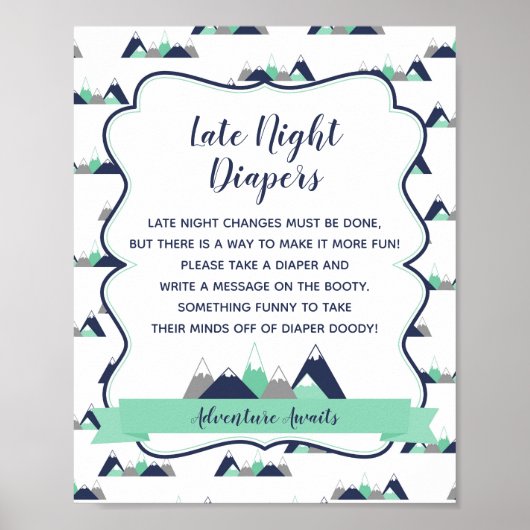 Late Night Diapers Game Sign Poster (Voorkant)