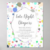 "Late Night Diapers" Geslacht onthullen Baby showe Poster (Voorkant)