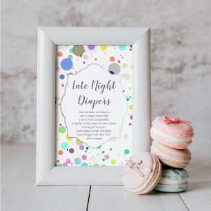 "Late Night Diapers" Geslacht onthullen Baby showe Poster