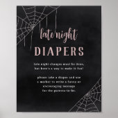 Late Night Diapers Halloween Baby Shower Sign Poster (Voorkant)