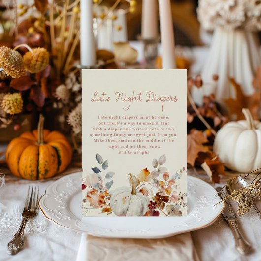 Late night Diapers Little pumpkin Baby Shower Sign Poster