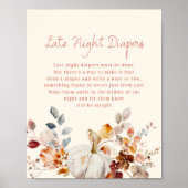 Late night Diapers Little pumpkin Baby Shower Sign Poster (Voorkant)