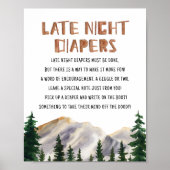 Late Night Diapers Mountains Baby shower Games Poster (Voorkant)