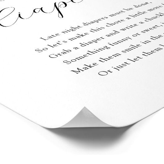 Late Night Diapers Shower Game Sign Poster (Hoek)