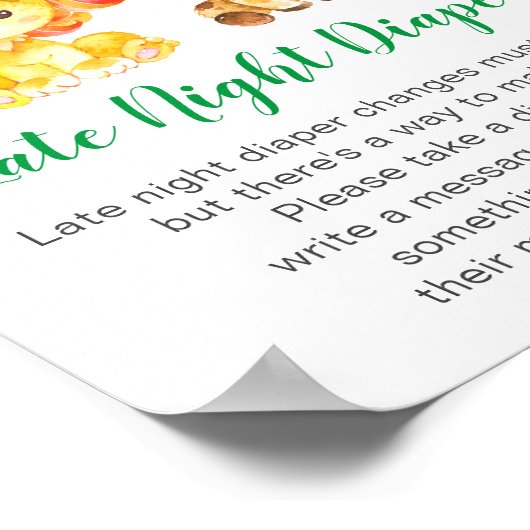 Late Night Diapers Wild Oerwoud Safari Baby shower Poster (Hoek)