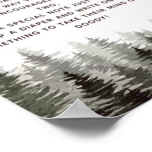 Late Night Diapers Woodland Baby shower Games Poster (Hoek)