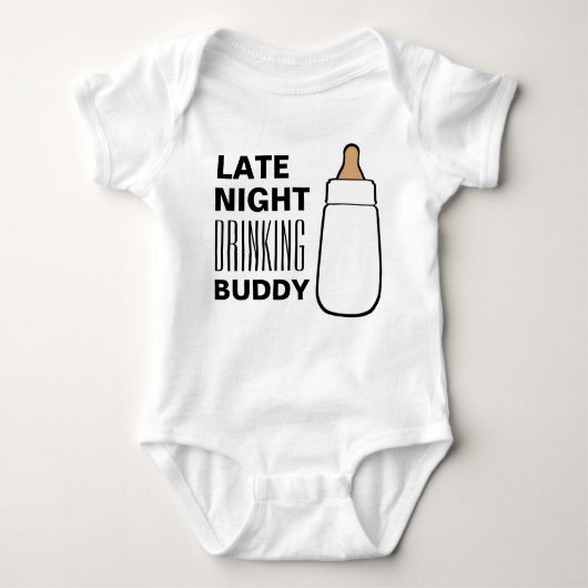 Late Night Drinking Bud fles baby shirt romper (Voorkant)