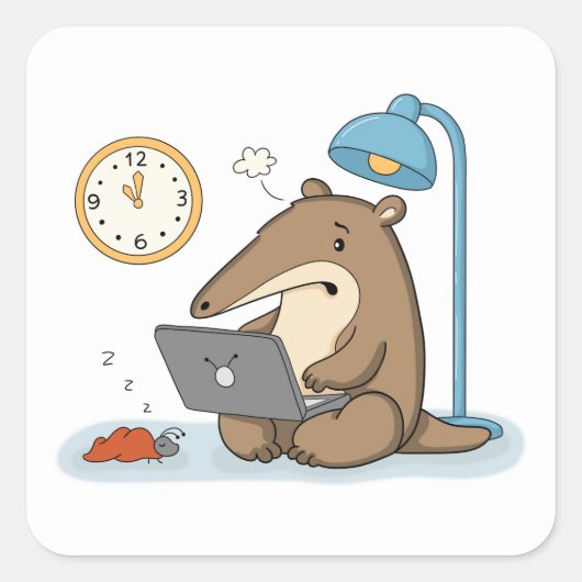 Late Night | Kantoor Miereneter Vierkante Sticker (Voorkant)