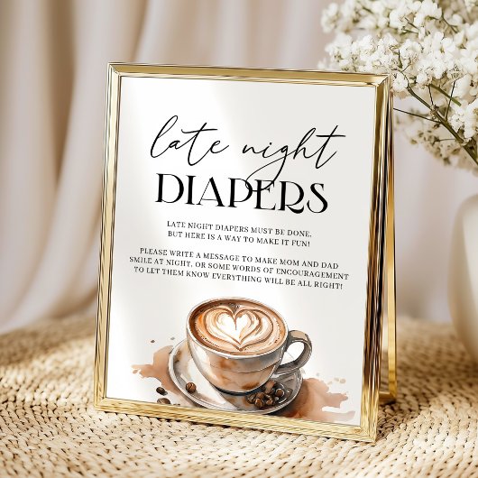 Late Night Luier Coffee Baby Shower  Poster