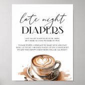 Late Night Luier Coffee Baby Shower  Poster (Voorkant)