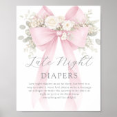 Late Night Luier Roze Strik Bloemen Poster (Voorkant)