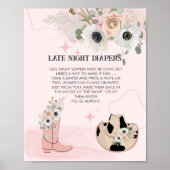 Late Night Luier Saddle Up Westerne Cowgirl Thema Poster (Voorkant)