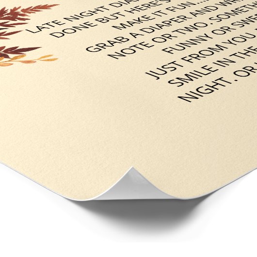 Late Night Luier Spel Boho Herfst Rustiek Bruin Poster (Hoek)