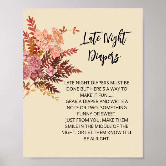 Late Night Luier Spel Boho Herfst Rustiek Bruin Poster (Voorkant)