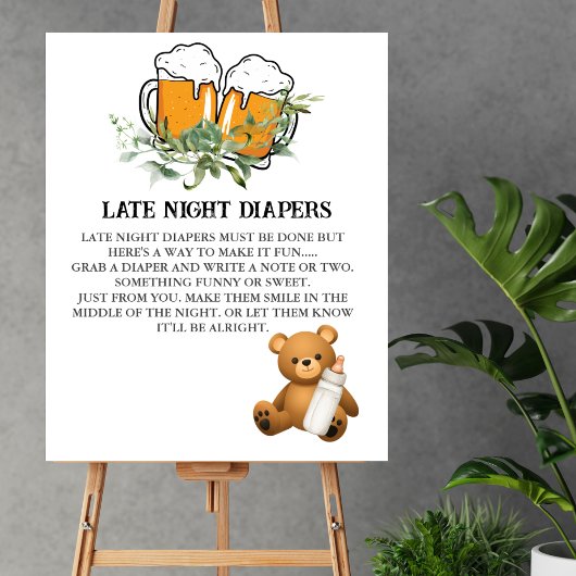 Late Night Luier Spel een baby is brouwen thema Poster