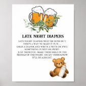 Late Night Luier Spel een baby is brouwen thema Poster (Voorkant)