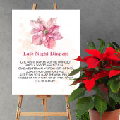 Late Night Luier Spel Roze sneeuwvlok poinsettia Poster