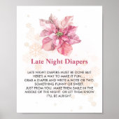 Late Night Luier Spel Roze sneeuwvlok poinsettia Poster (Voorkant)