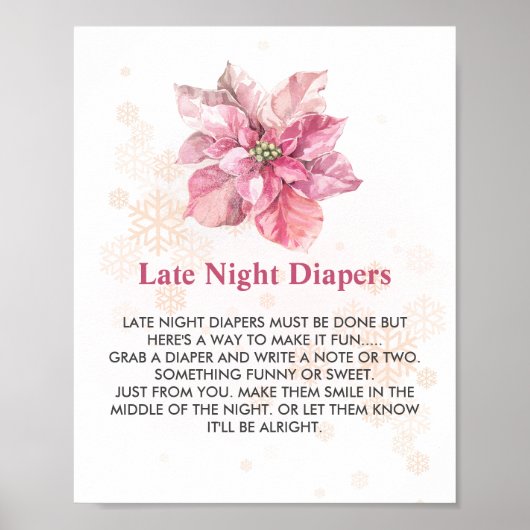 Late Night Luier Spel Roze sneeuwvlok poinsettia Poster (Voorkant)