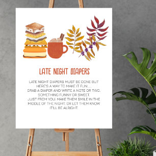 Late Night Luier Spel Smore Campfire Baby shower Poster
