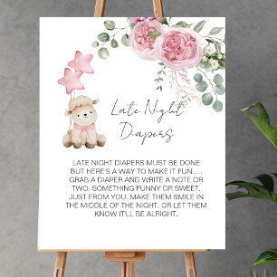 Late Night Luier Spel Sweet Little Lamb Roze Roos Poster