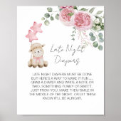 Late Night Luier Spel Sweet Little Lamb Roze Roos Poster (Voorkant)