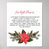 Late Night Luier Spel Winter Kerstmis Poinsettia Poster (Voorkant)